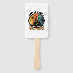 Paw Some Halloween Haunted House Witch Black Cats_ Hand Fan