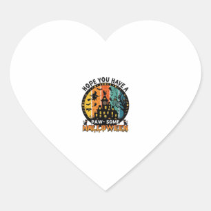 Paw Some Halloween Haunted House Witch Black Cats_ Heart Sticker