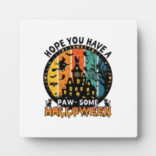 Paw Some Halloween Haunted House Witch Black Cats_ Plaque