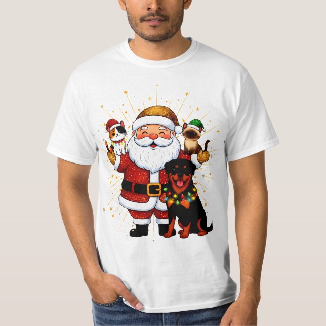 Paw-some Holidays: Santa’s Sparkling Pet Squad T-Shirt (Front)