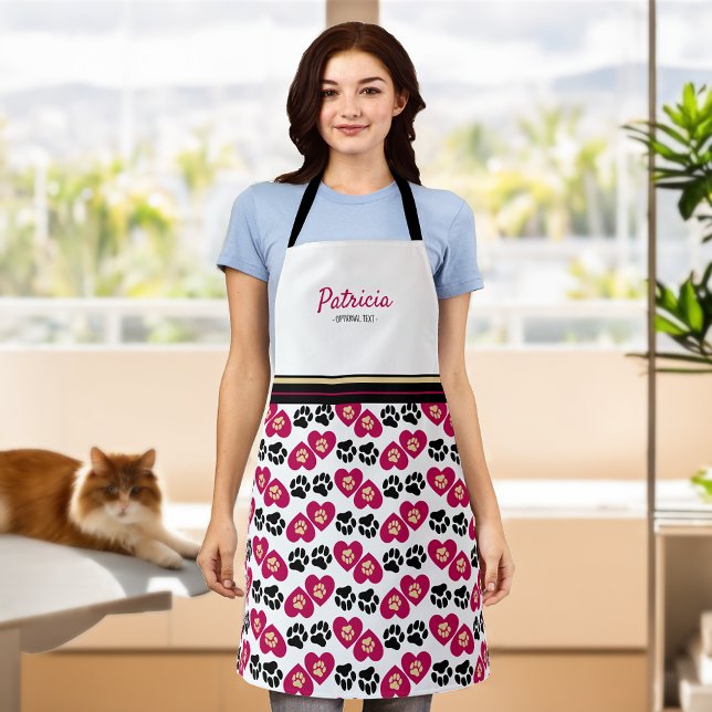 Paw-some Personalised Name Pet Paw Print Apron (Pet-Care in Style: Paw-some Personalized Paw Print Apron 🐶🐱)