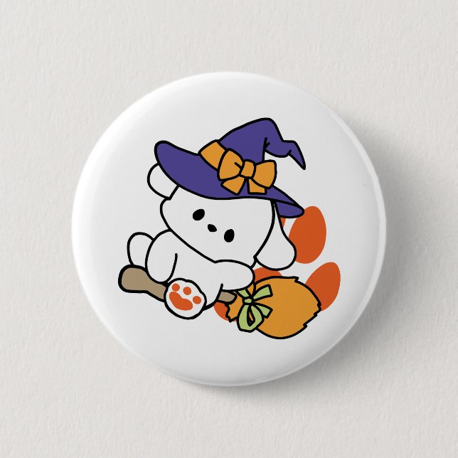 Paw-some Witch in Training – Cute Halloween Dog  6 Cm Round Badge (Front)