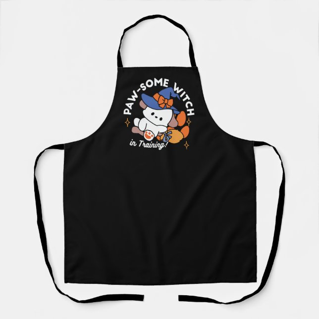 Paw-some Witch in Training – Cute Halloween Dog  Apron (Front)