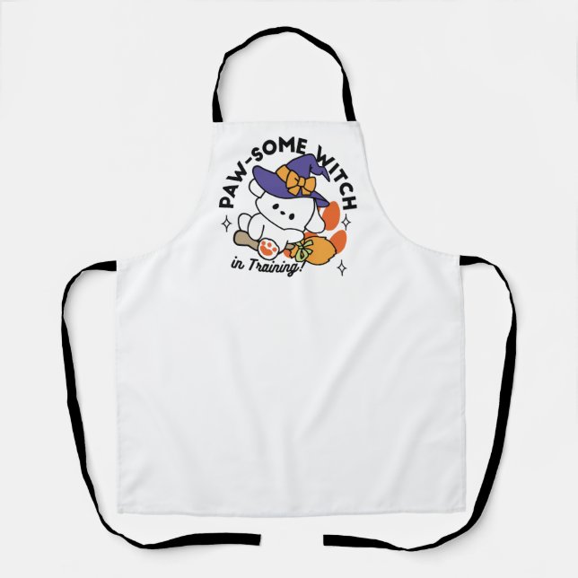 Paw-some Witch in Training – Cute Halloween Dog  Apron (Front)