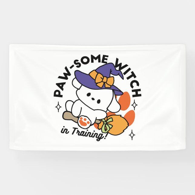Paw-some Witch in Training – Cute Halloween Dog  Banner (Horizontal)