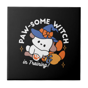 Paw-some Witch in Training – Cute Halloween Dog  Ceramic Tile