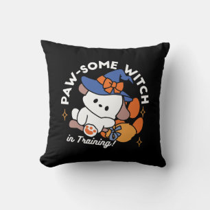 Paw-some Witch in Training – Cute Halloween Dog Cushion