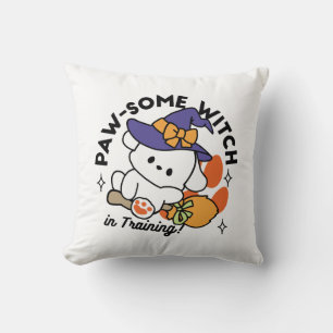 Paw-some Witch in Training – Cute Halloween Dog Cushion