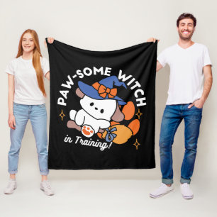 Paw-some Witch in Training – Cute Halloween Dog  Fleece Blanket