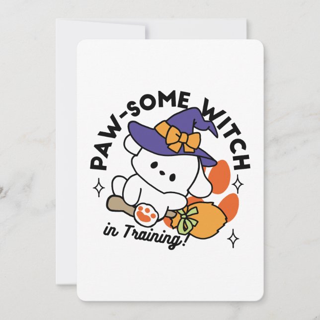 Paw-some Witch in Training – Cute Halloween Dog  Holiday Card (Front)
