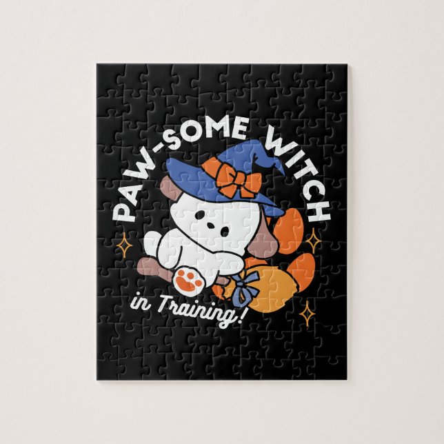 Paw-some Witch in Training – Cute Halloween Dog  Jigsaw Puzzle (Vertical)
