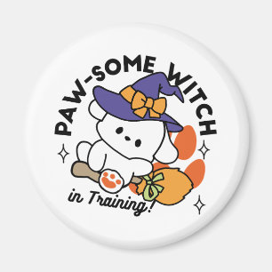 Paw-some Witch in Training – Cute Halloween Dog Magnet