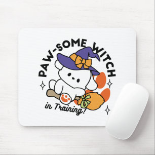 Paw-some Witch in Training – Cute Halloween Dog Mouse Pad