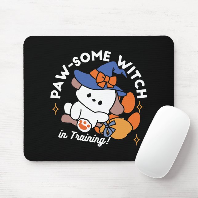Paw-some Witch in Training – Cute Halloween Dog  Mouse Pad (With Mouse)