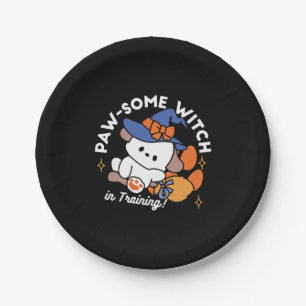 Paw-some Witch in Training – Cute Halloween Dog Paper Plate