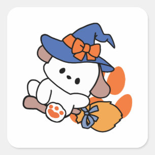 Paw-some Witch in Training – Cute Halloween Dog  Square Sticker
