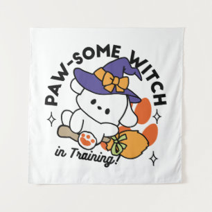 Paw-some Witch in Training – Cute Halloween Dog  Tapestry
