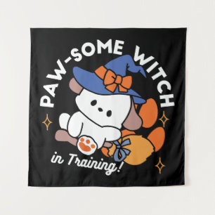 Paw-some Witch in Training – Cute Halloween Dog  Tapestry