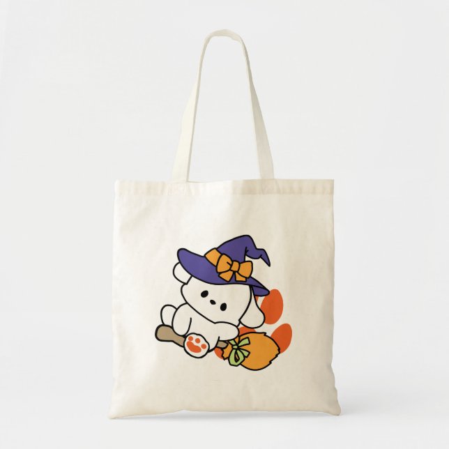 Paw-some Witch in Training – Cute Halloween Dog  Tote Bag (Front)