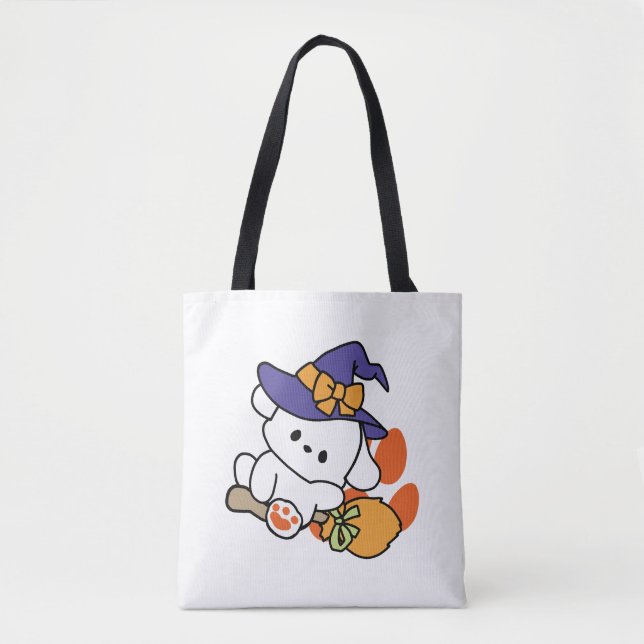 Paw-some Witch in Training – Cute Halloween Dog  Tote Bag (Front)