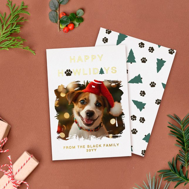 Paw Spruces Happy Howlidays Dog Christmas Foil Holiday Card (Creator Uploaded)