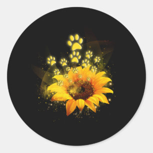 Paw Sunflower Shirt You Are My World Paws Pet Classic Round Sticker
