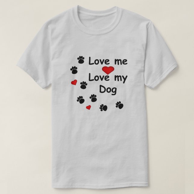 Paw Tracks Love Me Love My Dog Hearts Mens Shirt (Design Front)