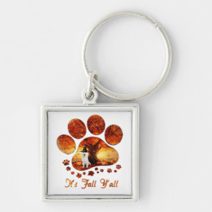 Paw Tree It’s Fall Y’all White Dog Key Ring