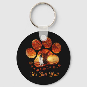 Paw Tree It’s Fall Y’all White Dog Key Ring