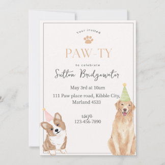 Paw-ty girl birthday invites 