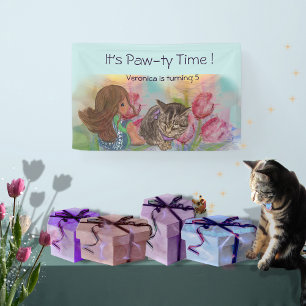Paw-ty time Birthday welcome banner