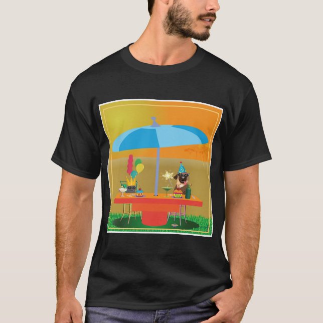 "Paw-ty Time" Tropical Dog Party T-Shirt (Front)