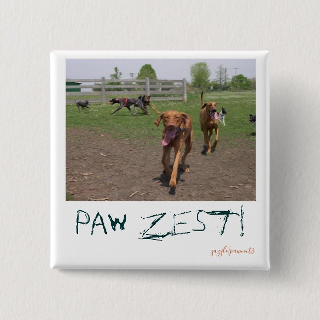 Paw zest! 15 cm square badge (Front)