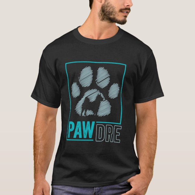 Pawdre Dog Dad Fur Daddy Paw Print Father s Day Do T-Shirt (Front)