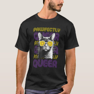 Pawfectly Queer  Cat With Sunglasses Intersex Prid T-Shirt