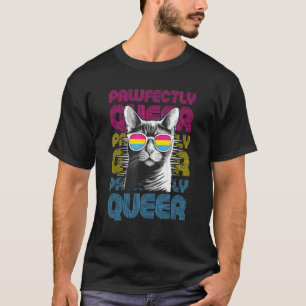Pawfectly Queer  Cat With Sunglasses Pansexual Pri T-Shirt