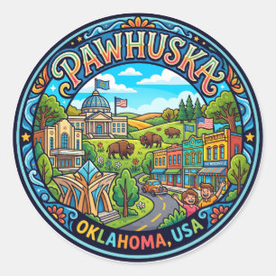 Pawhuska, USA Oklahoma Classic Round Sticker
