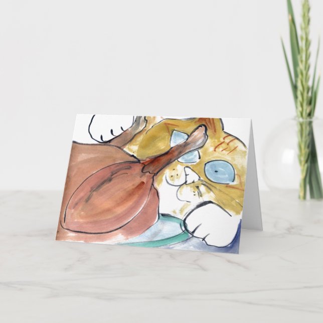 Pawing the turkey,,, bad kitty holiday card (Front)