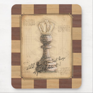 "Pawn King / Queen" Vintage Chessboard Chess Gift Mouse Pad
