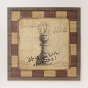"Pawn King / Queen" Vintage Chessboard Player Gift Jigsaw Puzzle