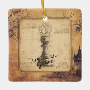 Pawn King / Queen Vintage Old Fashioned Chess Gift Ceramic Ornament