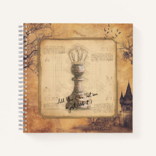 Pawn King / Queen Vintage Old Fashioned Chess Gift Notebook