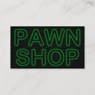 pawn shop : electric green sign business card