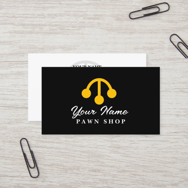 Pawn shop logo symbol business card template (Front/Back In Situ)