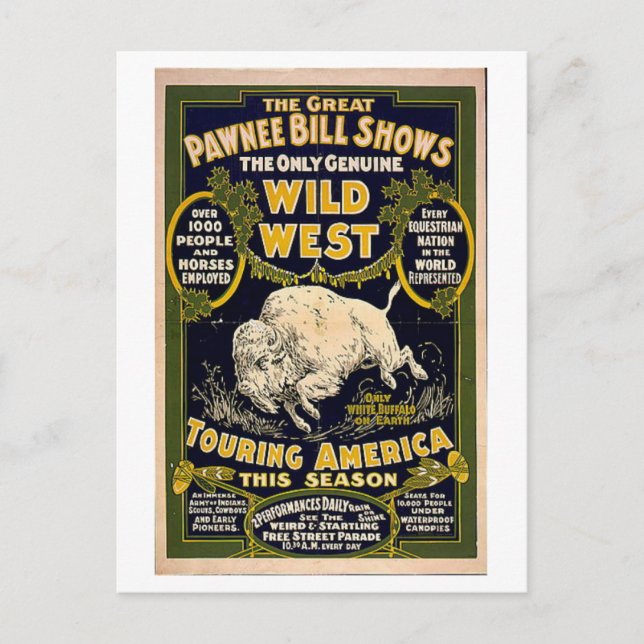 Pawnee Bill Shows Wild West Postcard (Front)