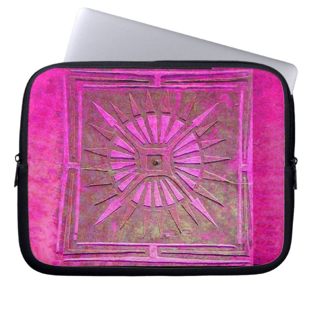 PAWNEE MORNING STAR , Pink,Black,Fuchsia Laptop Sleeve (Front)