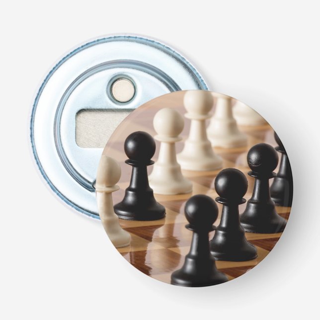 Pawns on Chess Board Bottle Opener (Front)