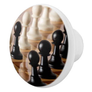 Pawns on Chess Board Ceramic Knob