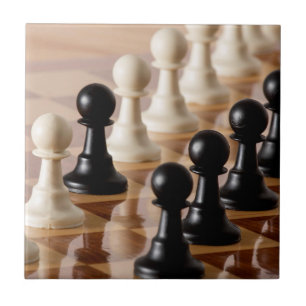 Pawns on Chess Board Ceramic Tile