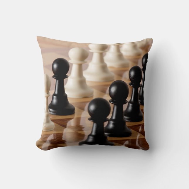 Pawns on Chess Board Cushion (Front)